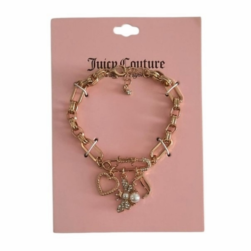 Juicy Couture Gold-tone Safety Pin Charm Bracelet